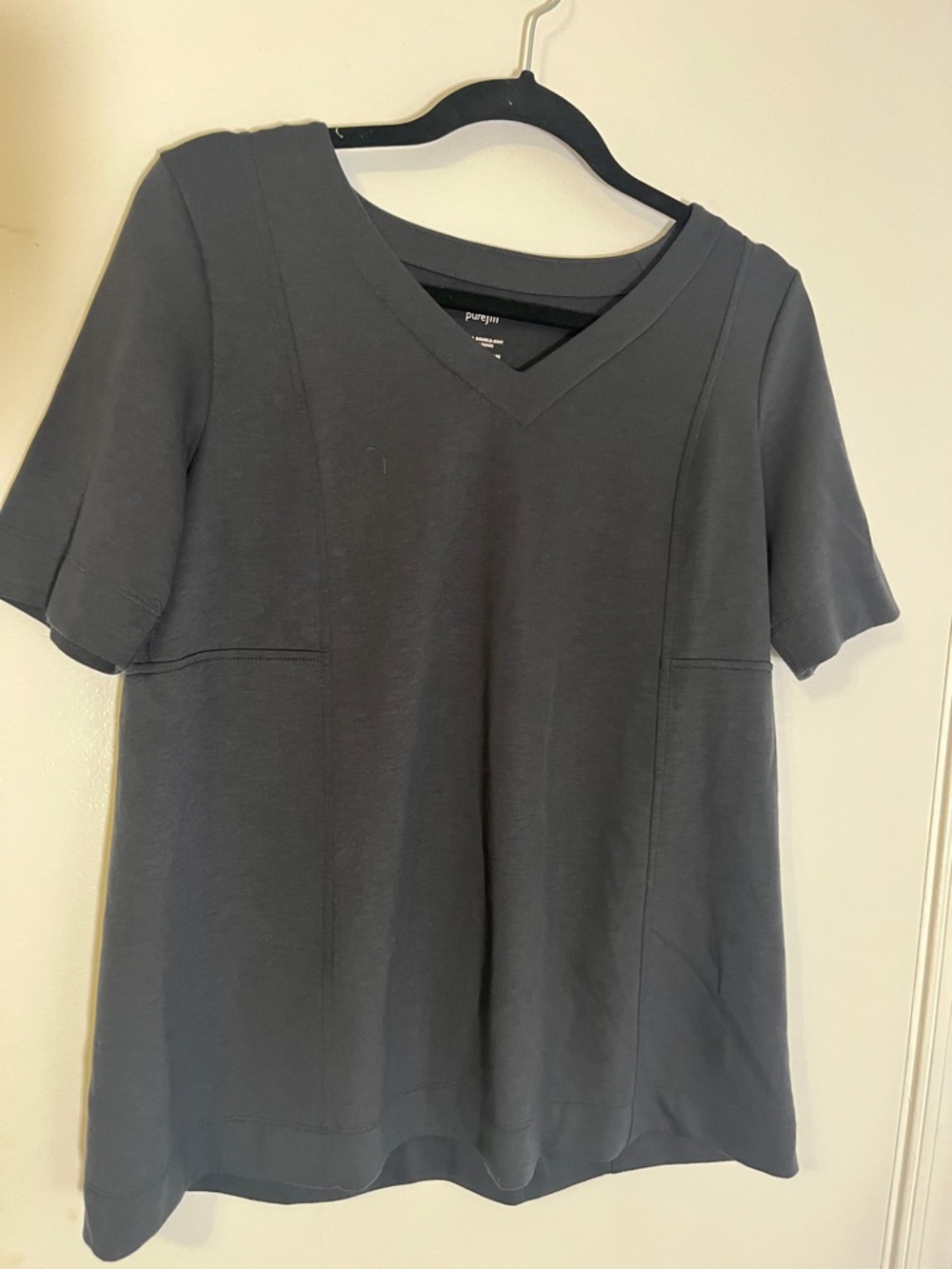 J. Jill Charcoal S V-Neck Short Sleeve Tee